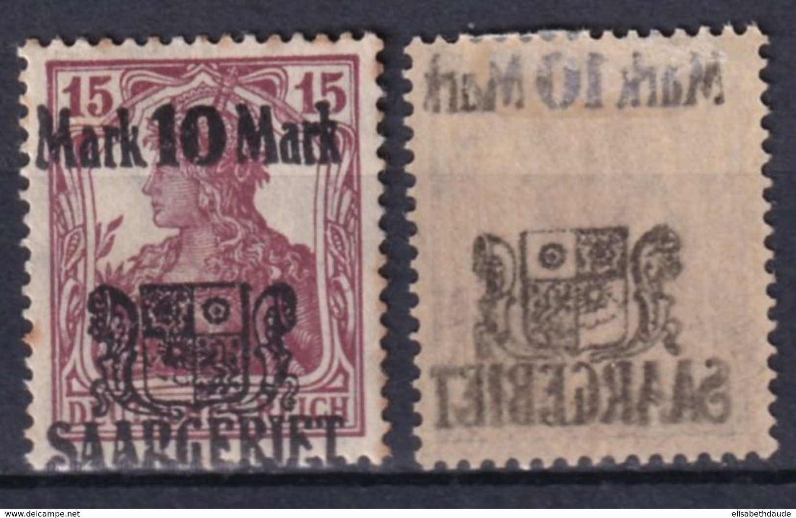 SAAR - 1921 - YVERT N° 52 X 2 Dont 1 Avec VARIETE SURCHARGE RECTO-VERSO * ! - Unused Stamps