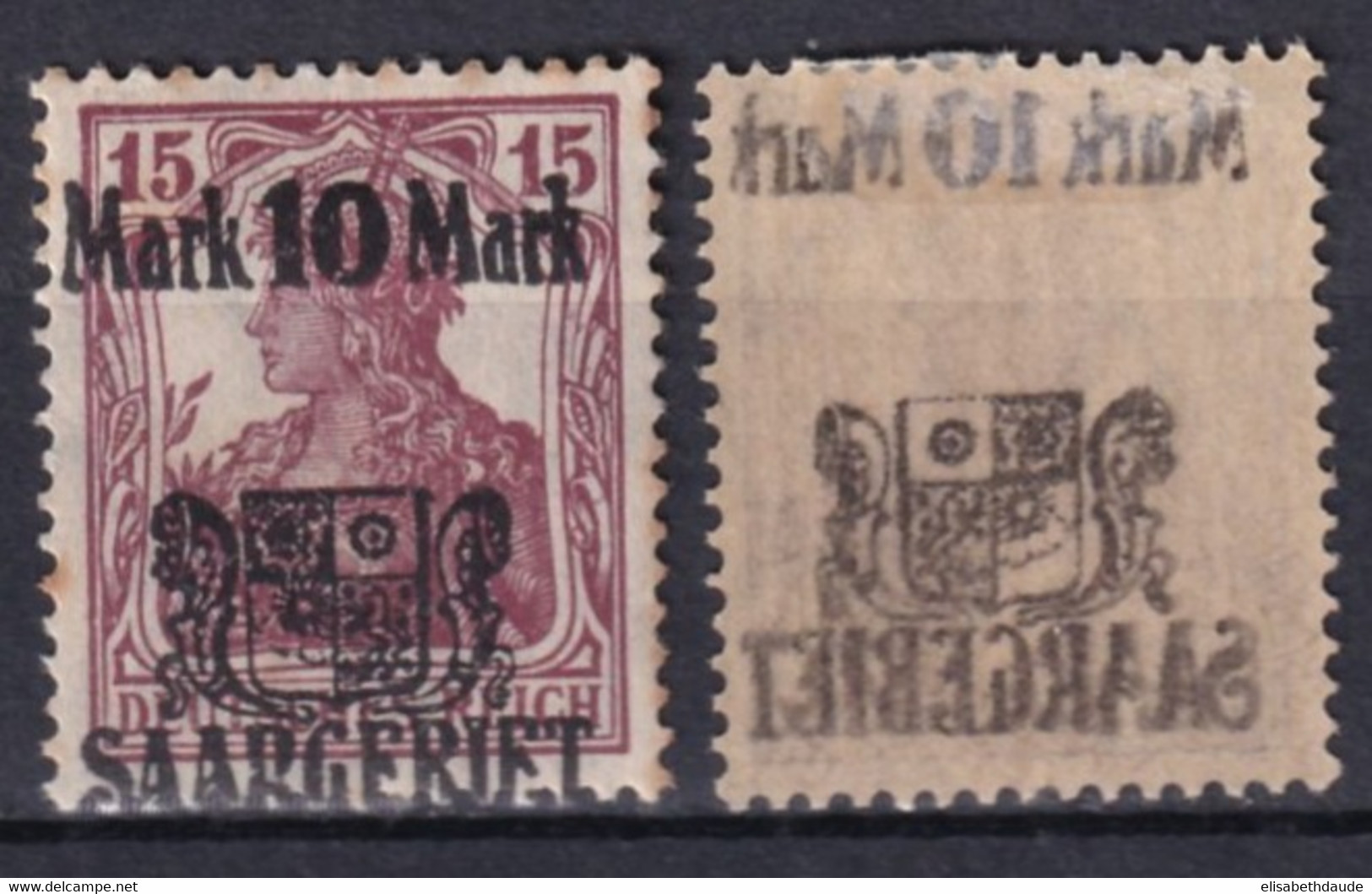 SAAR - 1921 - YVERT N° 52 X 2 Dont 1 Avec VARIETE SURCHARGE RECTO-VERSO * ! - Nuevos