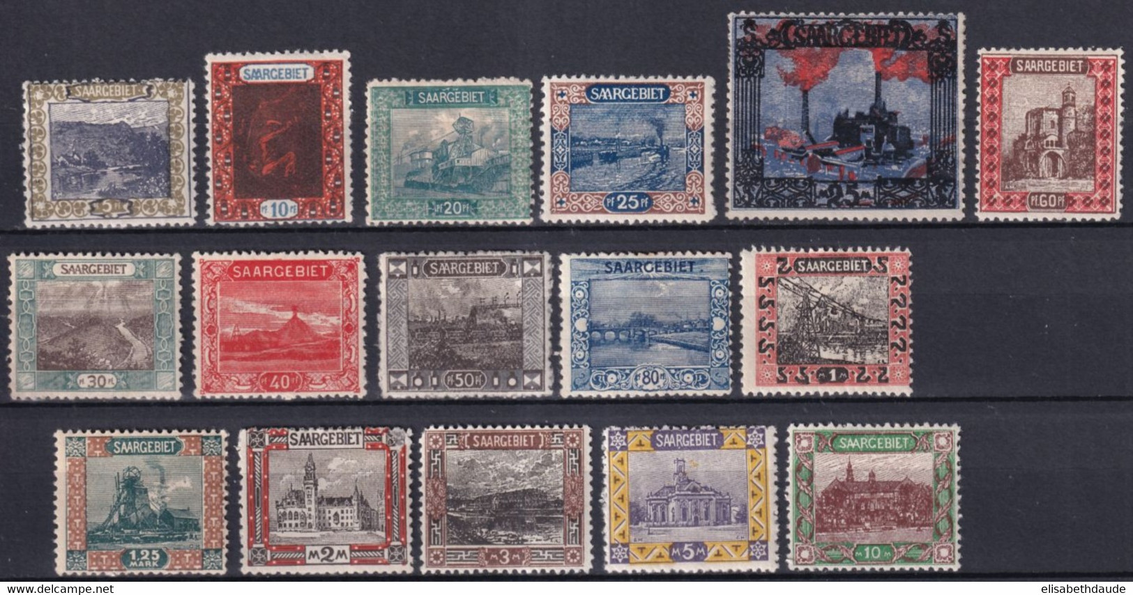 SAAR / SARRE - 1921 - YT N° 53/68 * MH - COTE = 110 EUR. - Unused Stamps