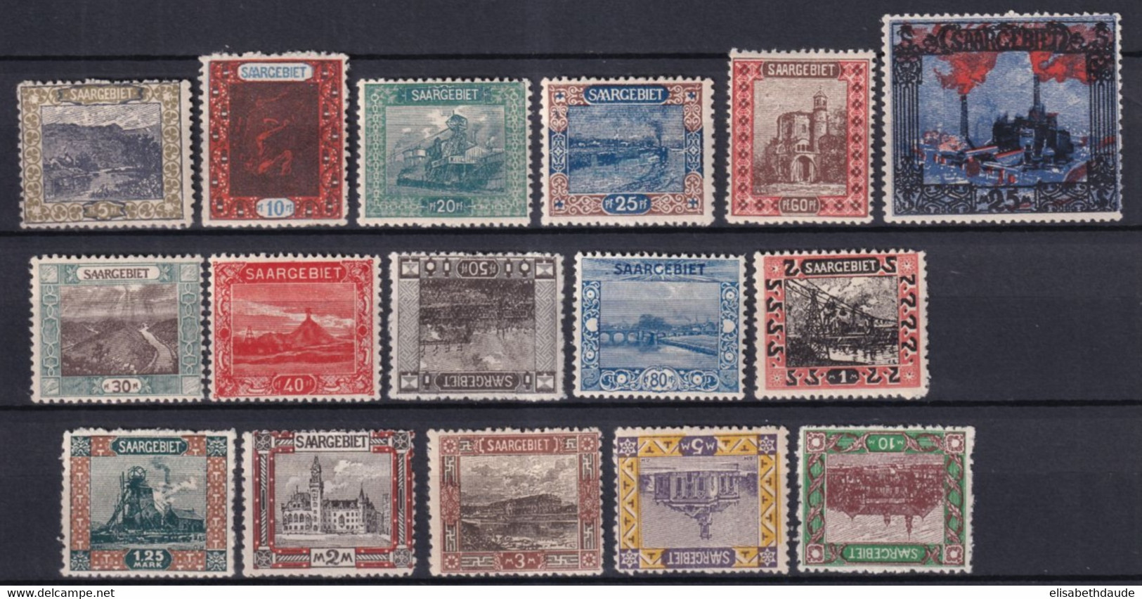 SAAR / SARRE - 1921 - YT N° 53/68 ** MNH (3 TIMBRES MLH) - COTE = 192 EUR. - Unused Stamps