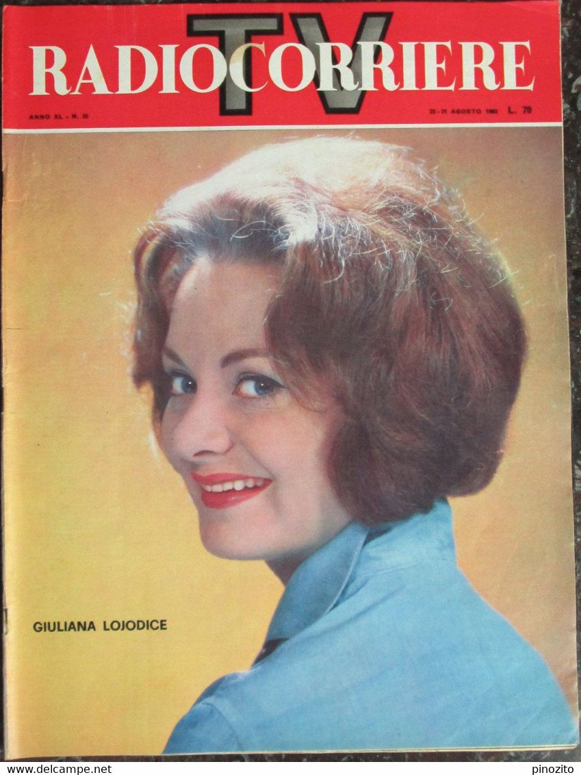 RADIOCORRIERE TV 35 1963 Giuliana Lojodice Gilbert Bécaud Federico Fellini Roberto Chevalier Paola Pitagora - Televisie