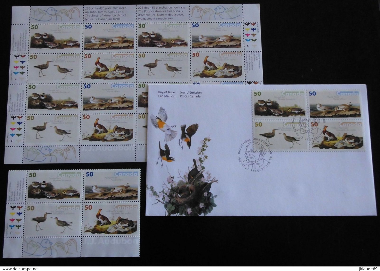 Canada 2005 Feuille Oiseaux Audubon +bloc De 4 +FDC MNH ** Premier Jour Birds - Ganze Bögen