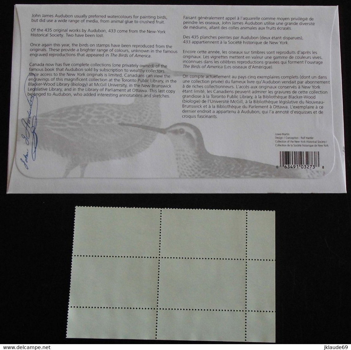 Canada 2005 Feuille Oiseaux Audubon +bloc De 4 +FDC MNH ** Premier Jour Birds - Feuilles Complètes Et Multiples