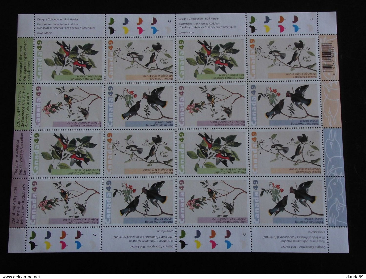 Canada 2004 Feuille Oiseaux Audubon +bloc De 4 +FDC MNH ** Premier Jour Birds - Full Sheets & Multiples