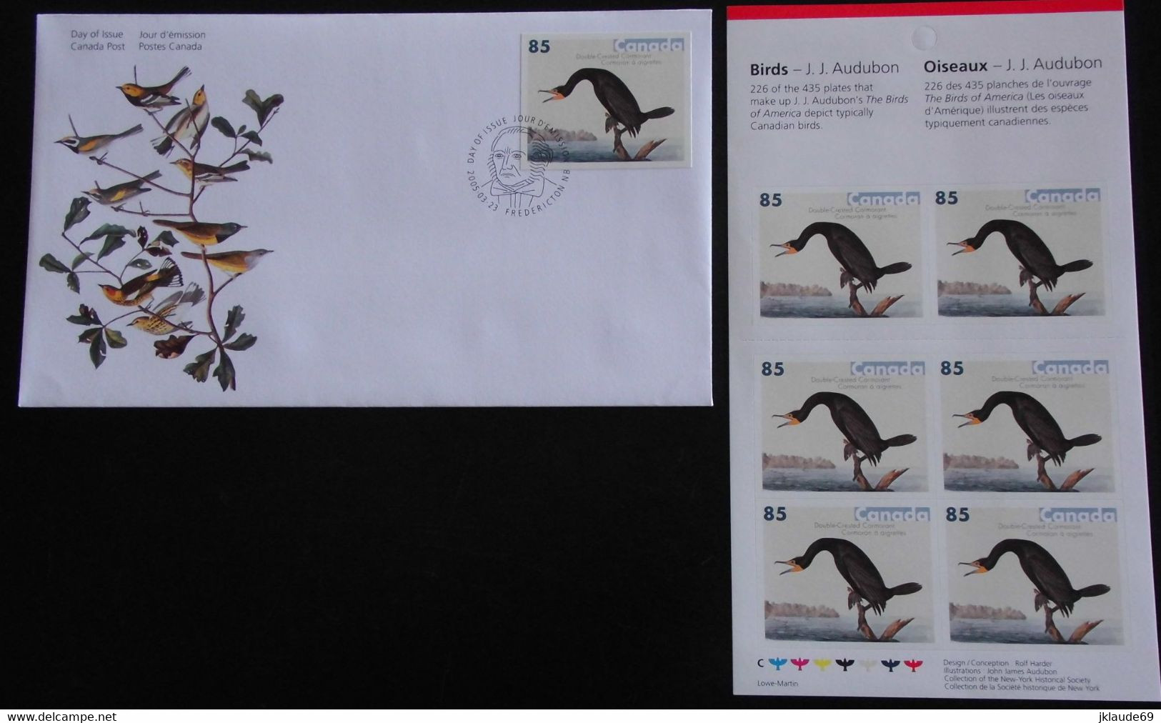 Canada 2005 CARNET Auto-adhésifs Oiseaux Audubon +  FDC Premier Jour Birds - Ganze Bögen