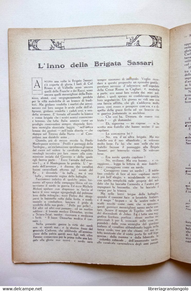 Varietas Rivista 1/6/1918 L'Inno Della Brigata Sassari F. Gemina Sardegna - Zonder Classificatie