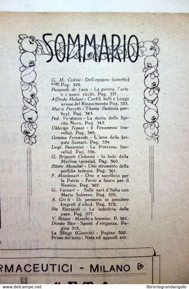 Varietas Rivista 1/6/1918 L'Inno Della Brigata Sassari F. Gemina Sardegna - Zonder Classificatie