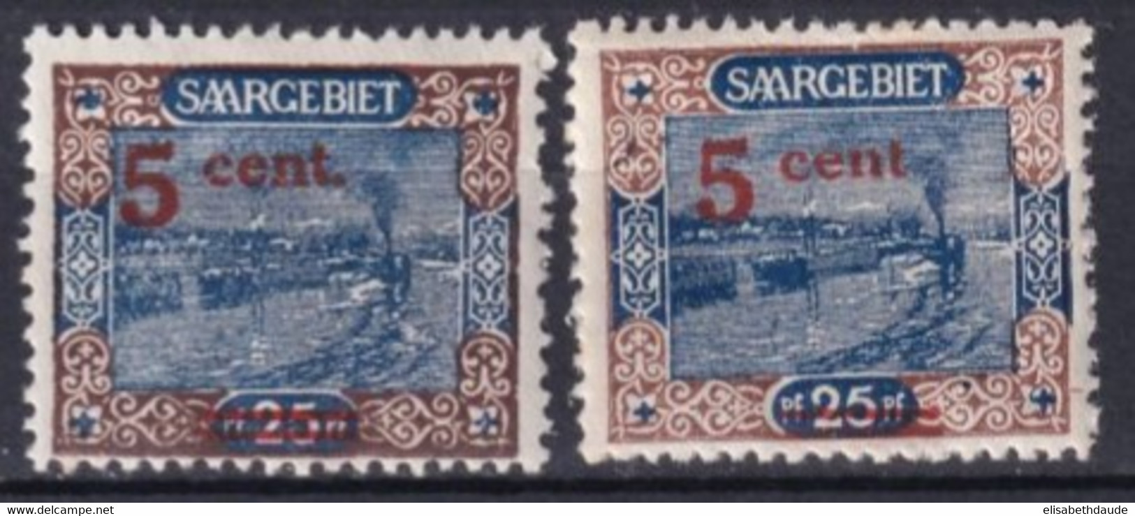 SAAR / SARRE - 1921 - YT N° 70 + 70a (VARIETE SANS POINT APRES CENT) !  * MH - COTE = 30 EUR - Nuevos
