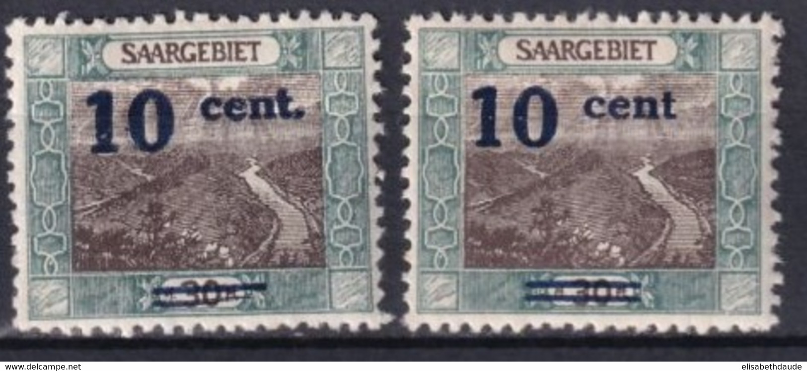 SAAR / SARRE - 1921 - YT N° 71 + 71b (VARIETE SANS POINT APRES CENT) !  * MH - COTE = 15 EUR - Unused Stamps