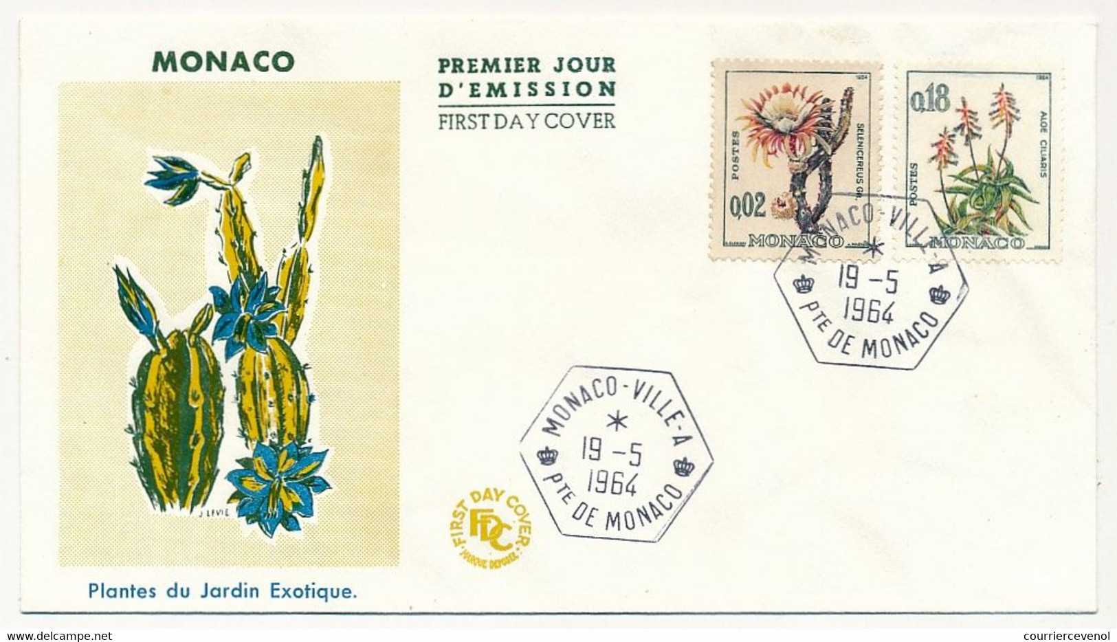 MONACO => Env FDC - Plantes Du Jardin Exotique - 19/5/1964 - Cachet Hexagonal Monaco-ville-A - FDC