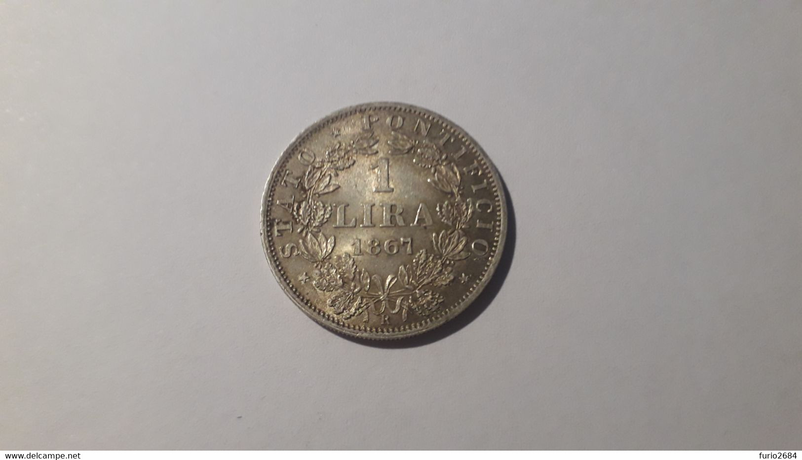 AM1 STATO PONTIFICIO PIO IX 1 LIRA 3'' TIPO BUSTO GRANDE 1867 XXI ROMA ARGENTO 835% IN SPL - Autres & Non Classés