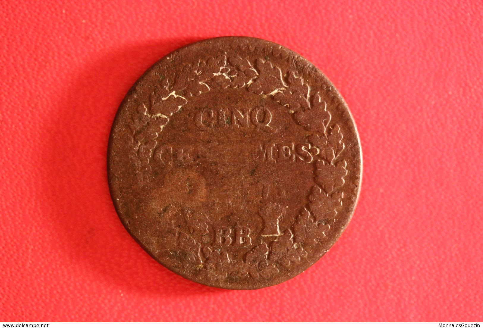 France - 5 Centimes An 7 Sur 5, BB Sur A, Strasbourg Sur Paris, Gerbe Sur Corne Dupré 6644 - 1795-1799 Directoire (An IV – An VIII)