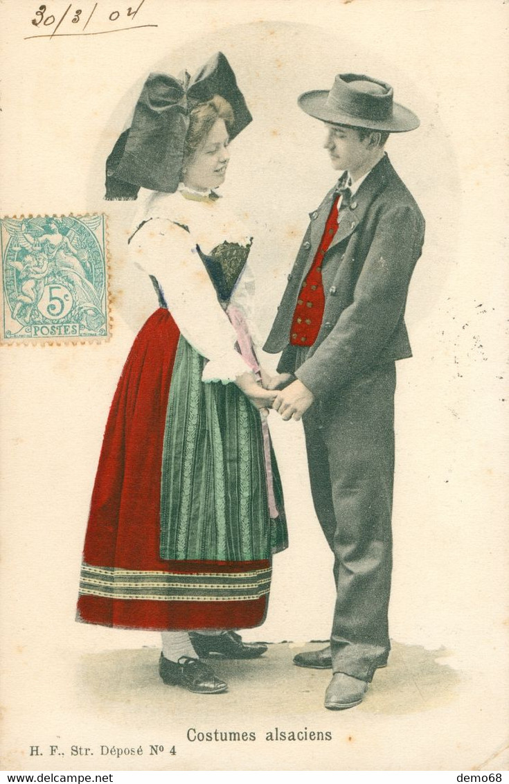 Fantaisie Folklore Costume Alsace Alsacienne Elsässerin Nœud Jupe Jeune Fille Homme Couple Précurseur - Personnages