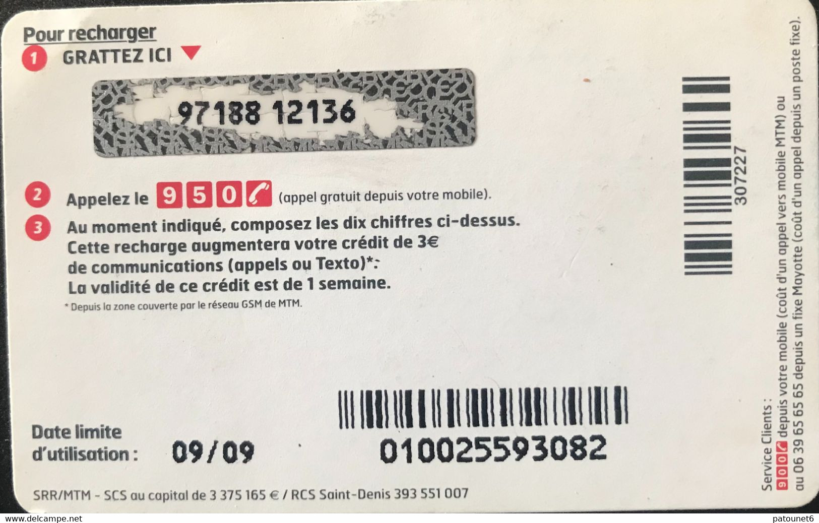 REUNION - MAYOTTE  -  Recharge SFR -  3 E. - Réunion