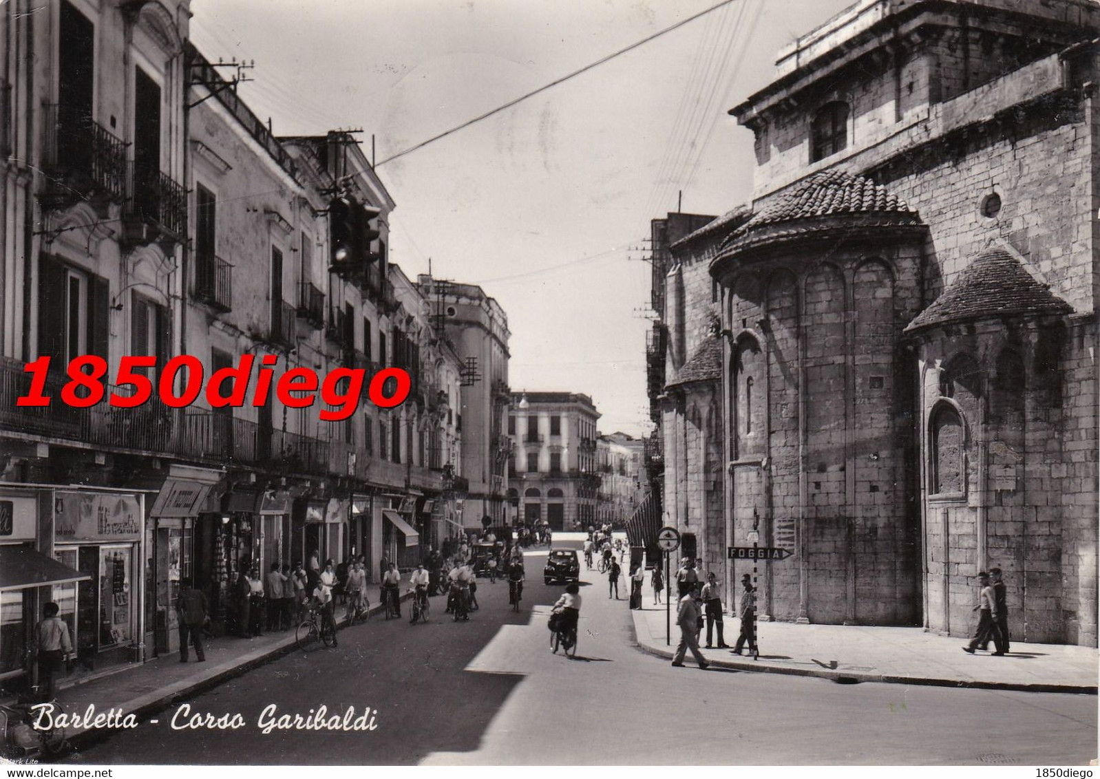 BARLETTA - CORSO GARIBALDI F/GRANDE VIAGGIATA 1955 ANIMAZIONE - Barletta