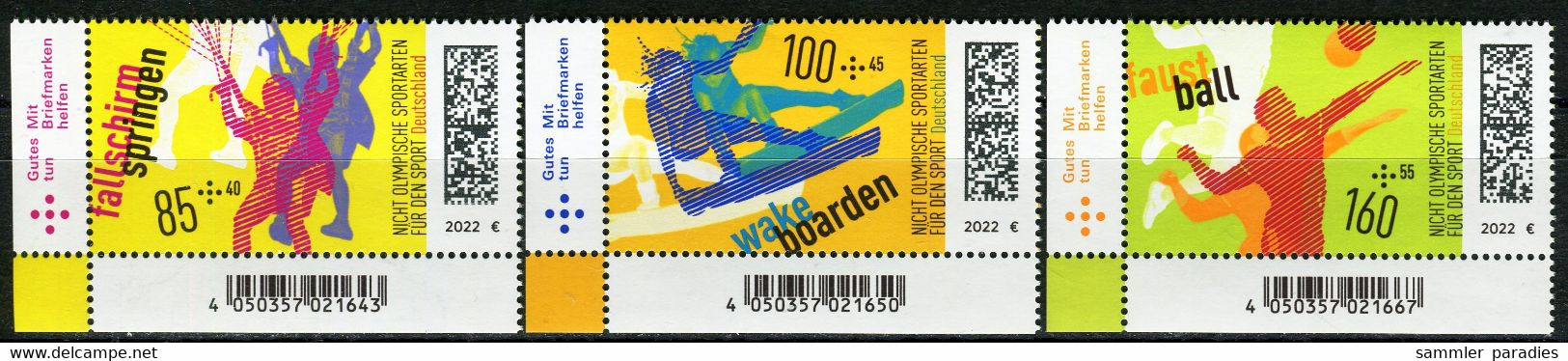 BRD - Mi 3684 / 3686 ◳ ✶✶ # (D) - Sporthilfe 22  Ausg.: 05.05.2022 - Unused Stamps