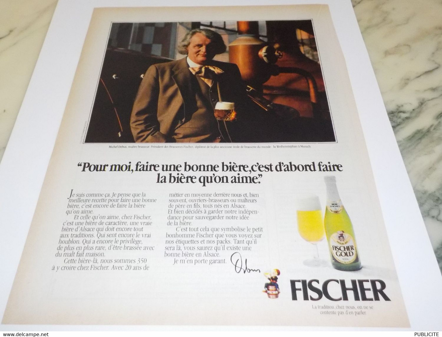 ANCIENNE PUBLICITE BIERE QU ON AIME FISCHER 1980 - Alcools