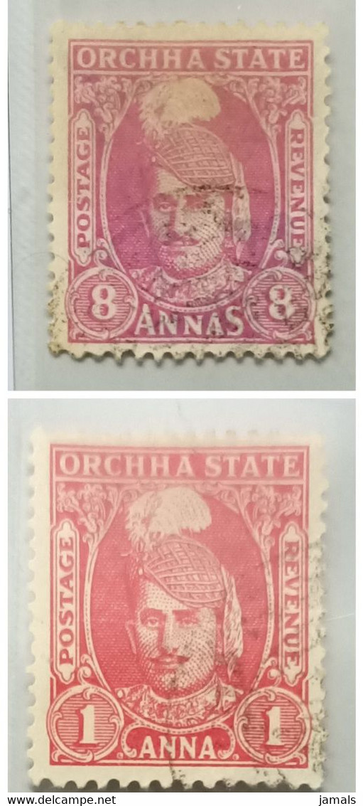 India, Feudatory State, Orchha, One An And 8 An Used Inde Indien As Scan - Orcha