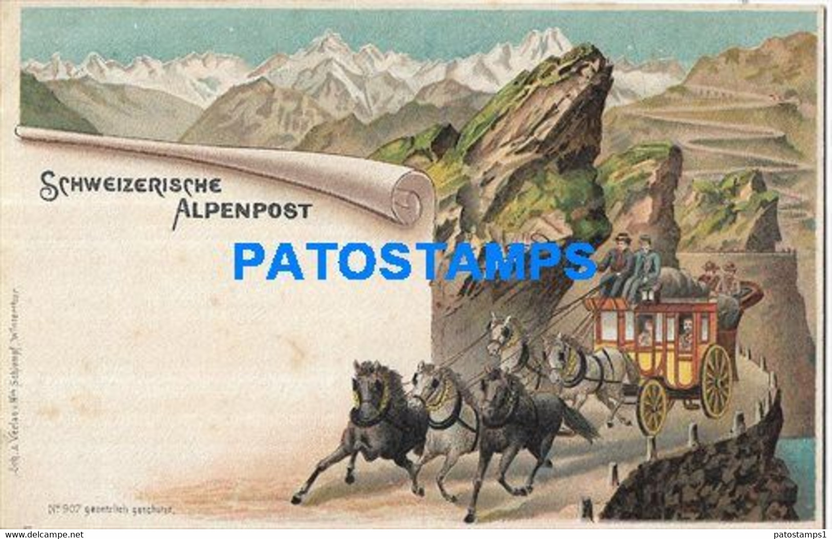 185250 SWITZERLAND SCHWEIZERISCHE ALPEN ART CARRIAGE A HORSE POSTAL POSTCARD - Risch-Rotkreuz