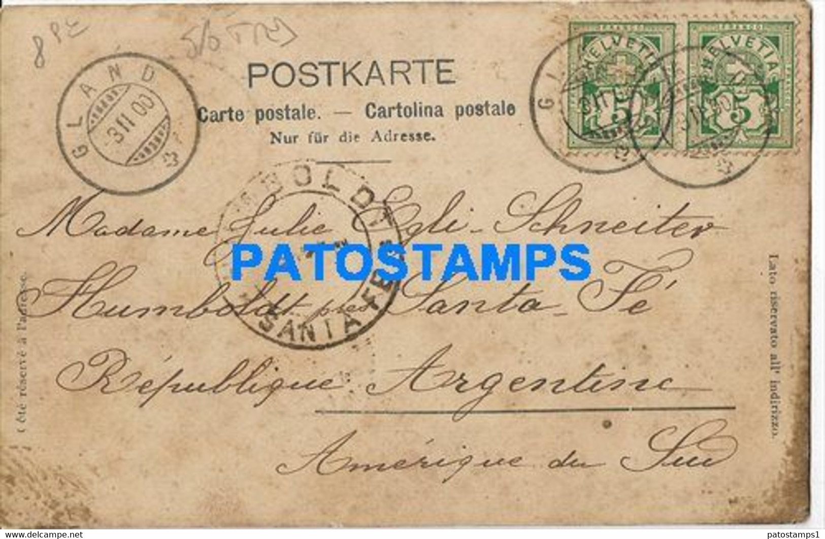 185279 SWITZERLAND GLAND VIEW PARTIAL SPOTTED CIRCULATED TO ARGENTINA POSTAL POSTCARD - Gland