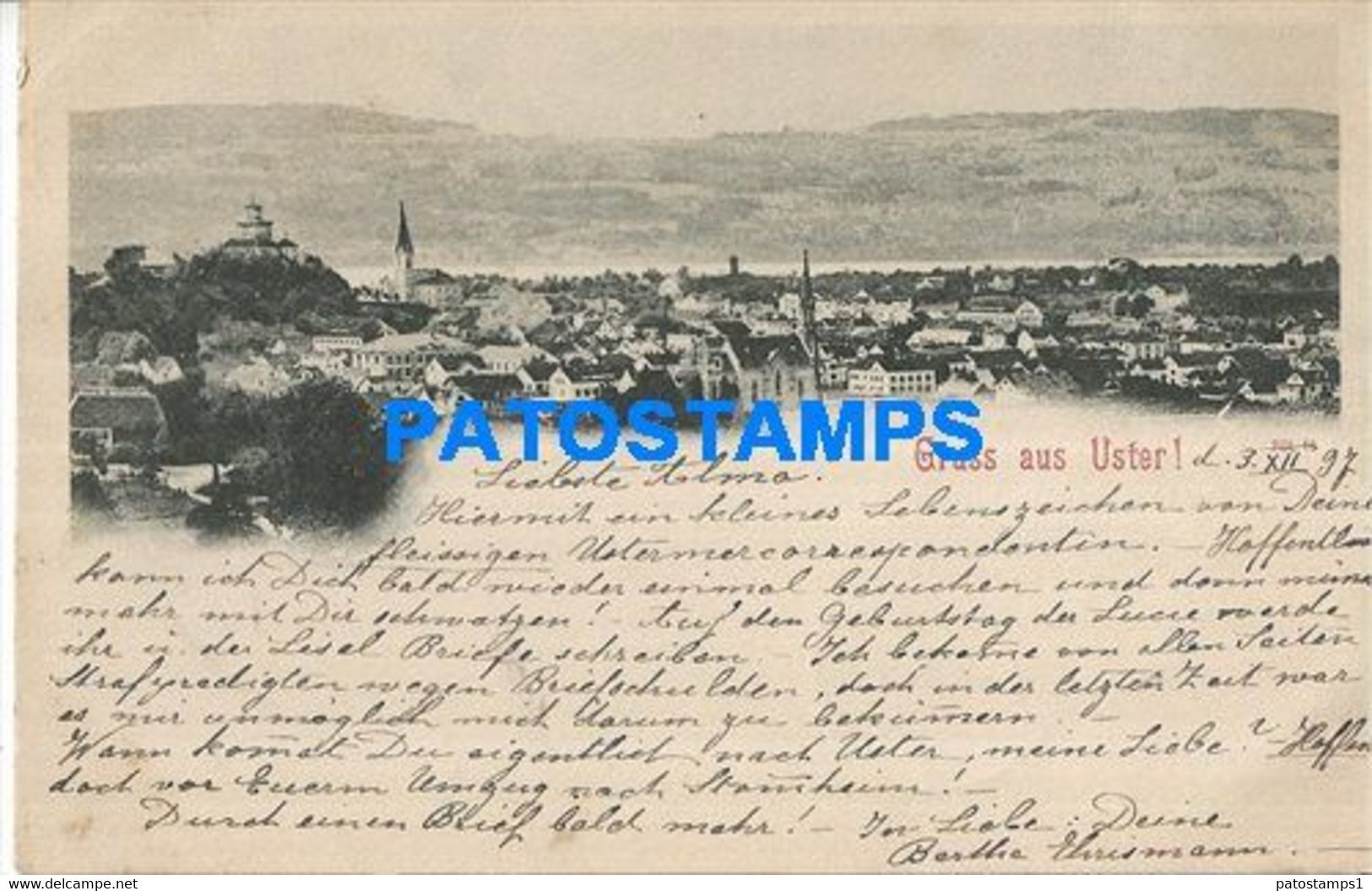 185294 SWITZERLAND GRUSS AUS USTER VIEW PANORAMA CIRCULATED TO ZÜRICH POSTAL POSTCARD - Uster