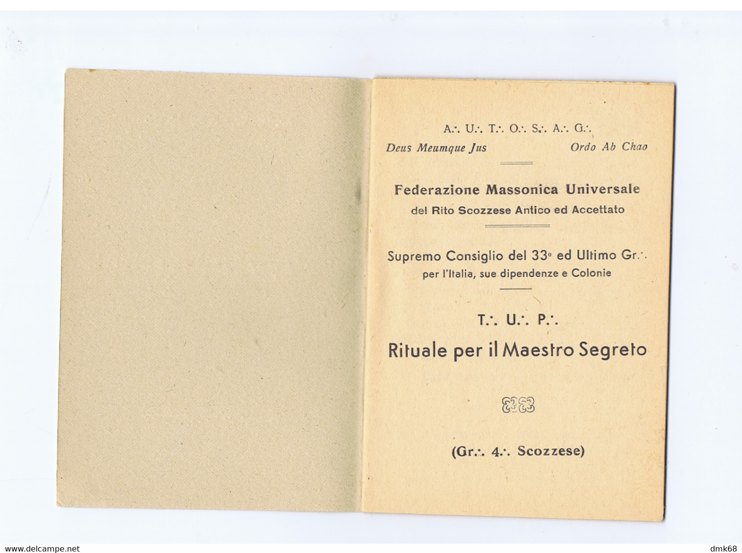 MASSONERIA / Masonry - RITUALE PER IL MAESTRO SEGRETO - LIBRETTO - 1940s (10302) - Société, Politique, économie