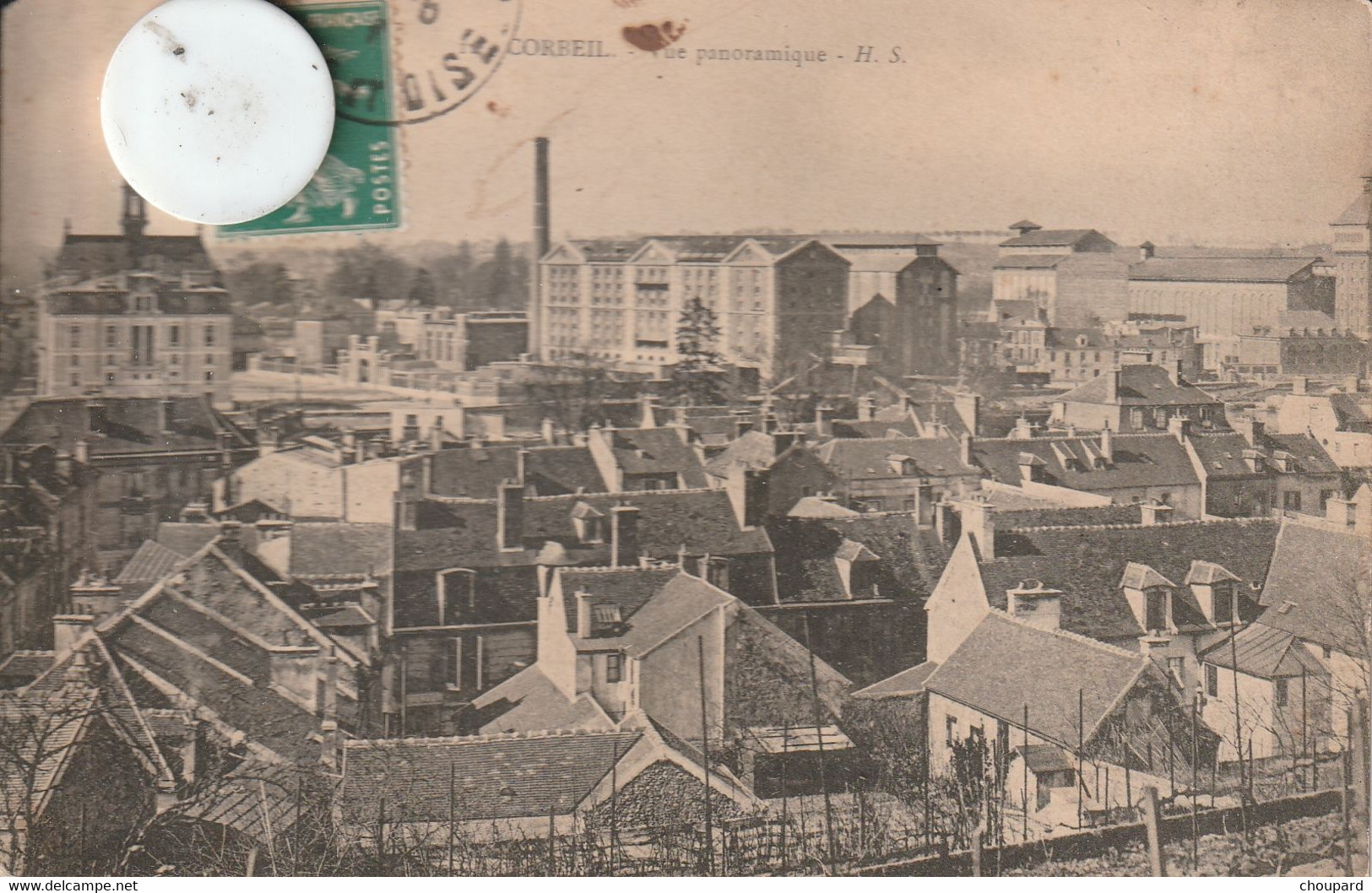 91 - Carte Postale Ancienne De CORBEIL   Vue Aérienne   ( Petit Accident Au Coin Haut Gauche) - Corbeil Essonnes