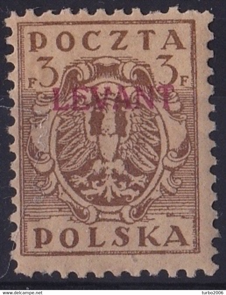 POLEN Levant 1919 3 F Brown With Overprint LEVANT Michel 1 MH - Levant (Türkei)