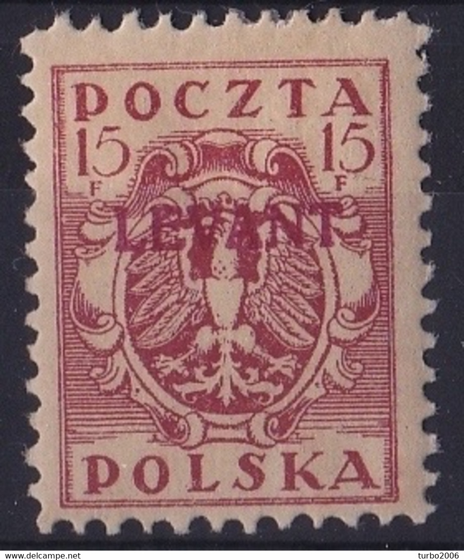 POLEN Levant 1919 15 F Carmine With Overprint LEVANT Michel 4 MH - Levant (Turkije)