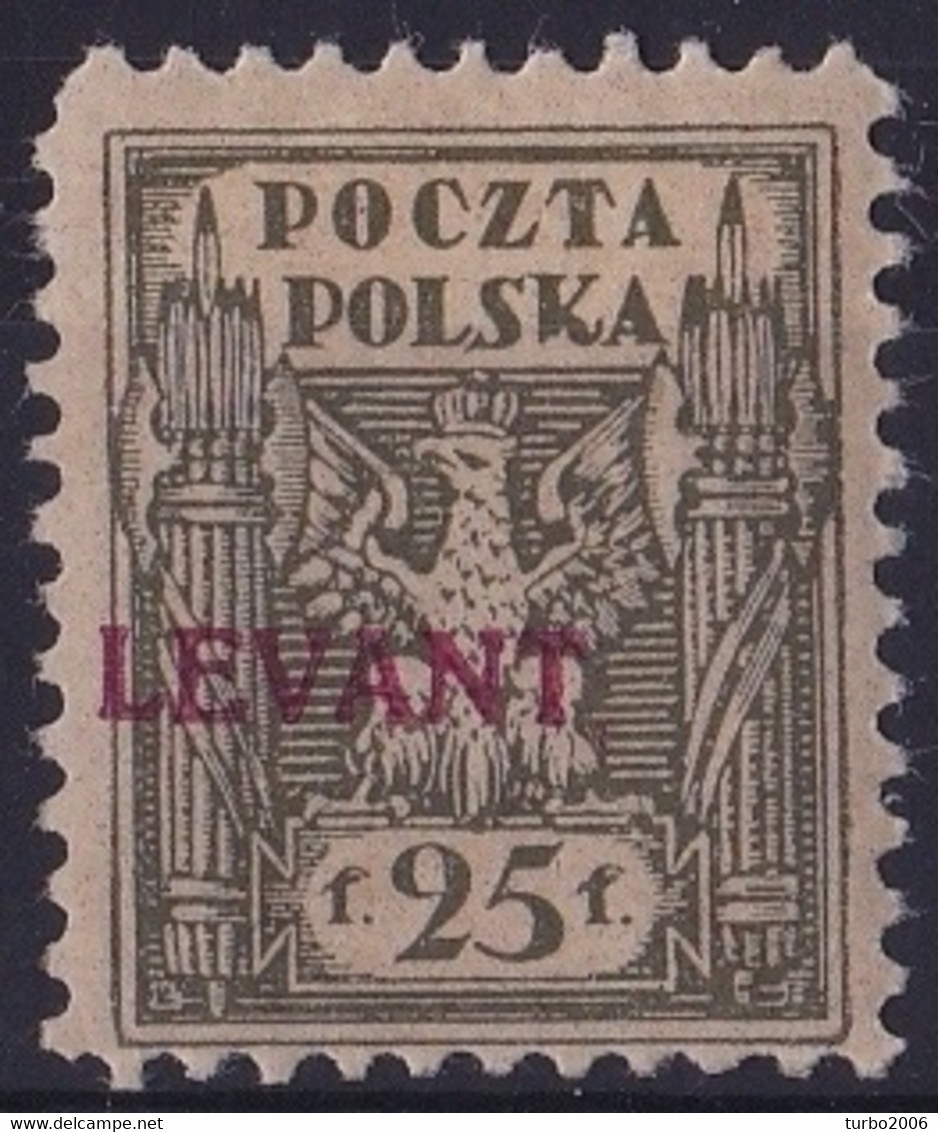 POLEN Levant 1919 25 F Olive With Overprint LEVANT Michel 6 MH - Levant (Turquie)