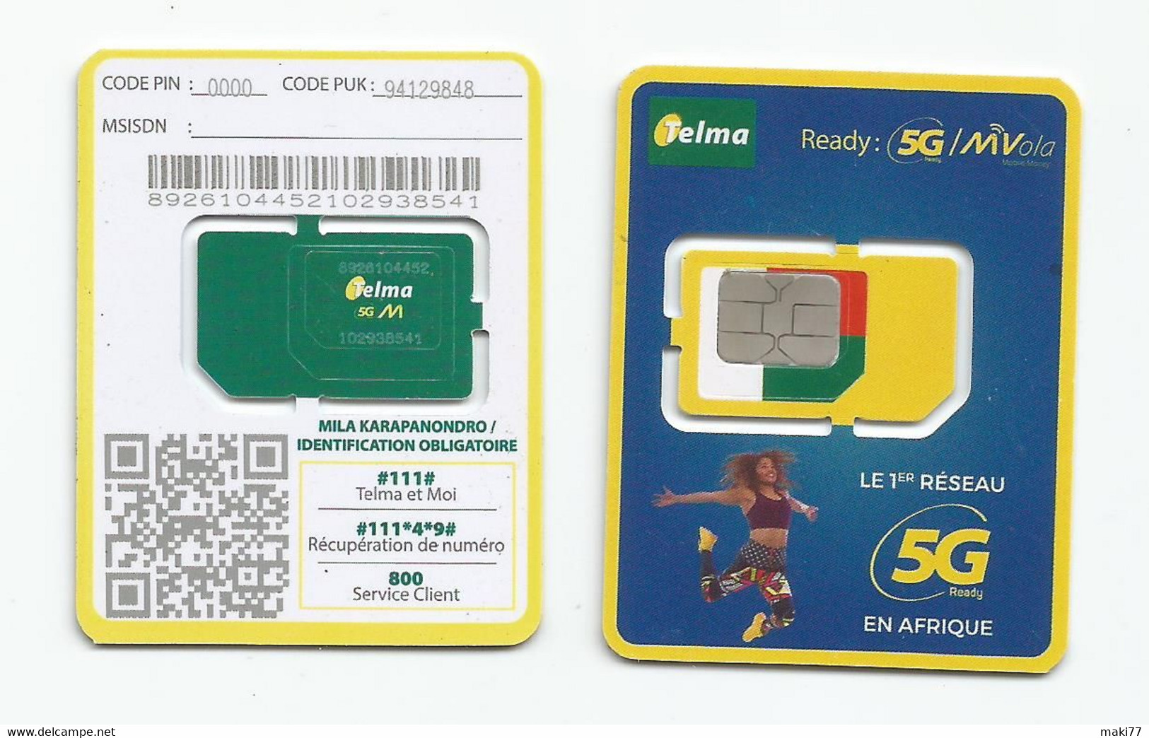 MADAGASCAR MADAGASKAR 1  Carte SIM NEUVE 5G  /  MALAGASY NEW SIM Card TELMA MADAGASCAR - Madagaskar