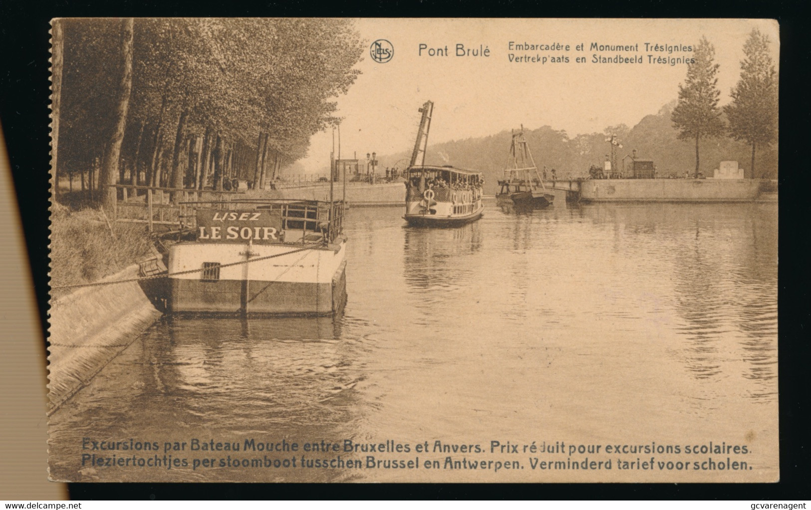 PONT BRULE  VERTREK PLAATS EN STANDBEELD TRESIGNIES        2 SCANS - Vilvoorde