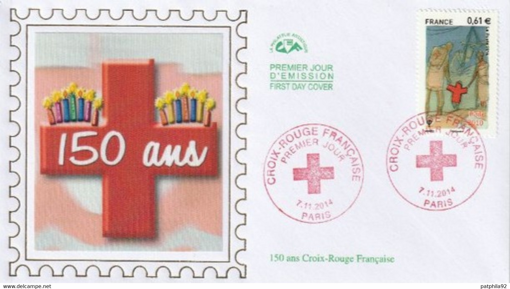 FRANCE 2014_Envel. 1er Jour_fdc_soie_Croix-Rouge (4914). PJ Paris 7/11/14. - 2010-2019