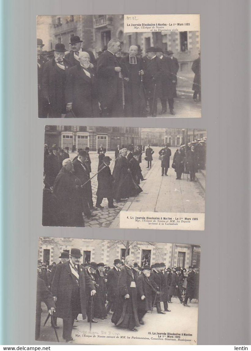 Nantes / Lot De 3 CP / Haute Stature Du Marquis De Dion, à La Journée Diocésaine De Mars 1925, Sur 3 CP - Nantes