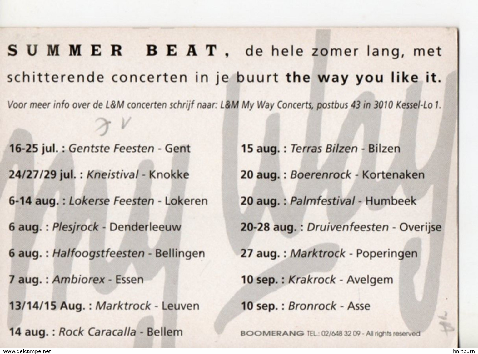 ♥️ Shawmut Diner. L&M My Way, Concerts, Summer Beat Conserten (BAK-5,2) Boemerang, Kust - Programme