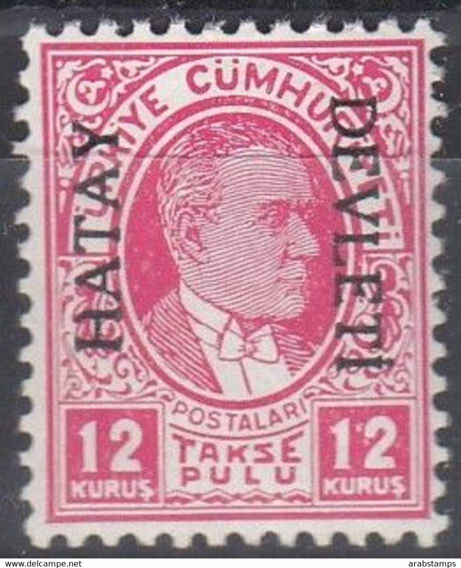 1939 TURKEY HATAY ALEXANDRETTE ISSUE POSTAGE DUE STAMP 12kr RR MNH - 1934-39 Sandjak Alexandrette & Hatay