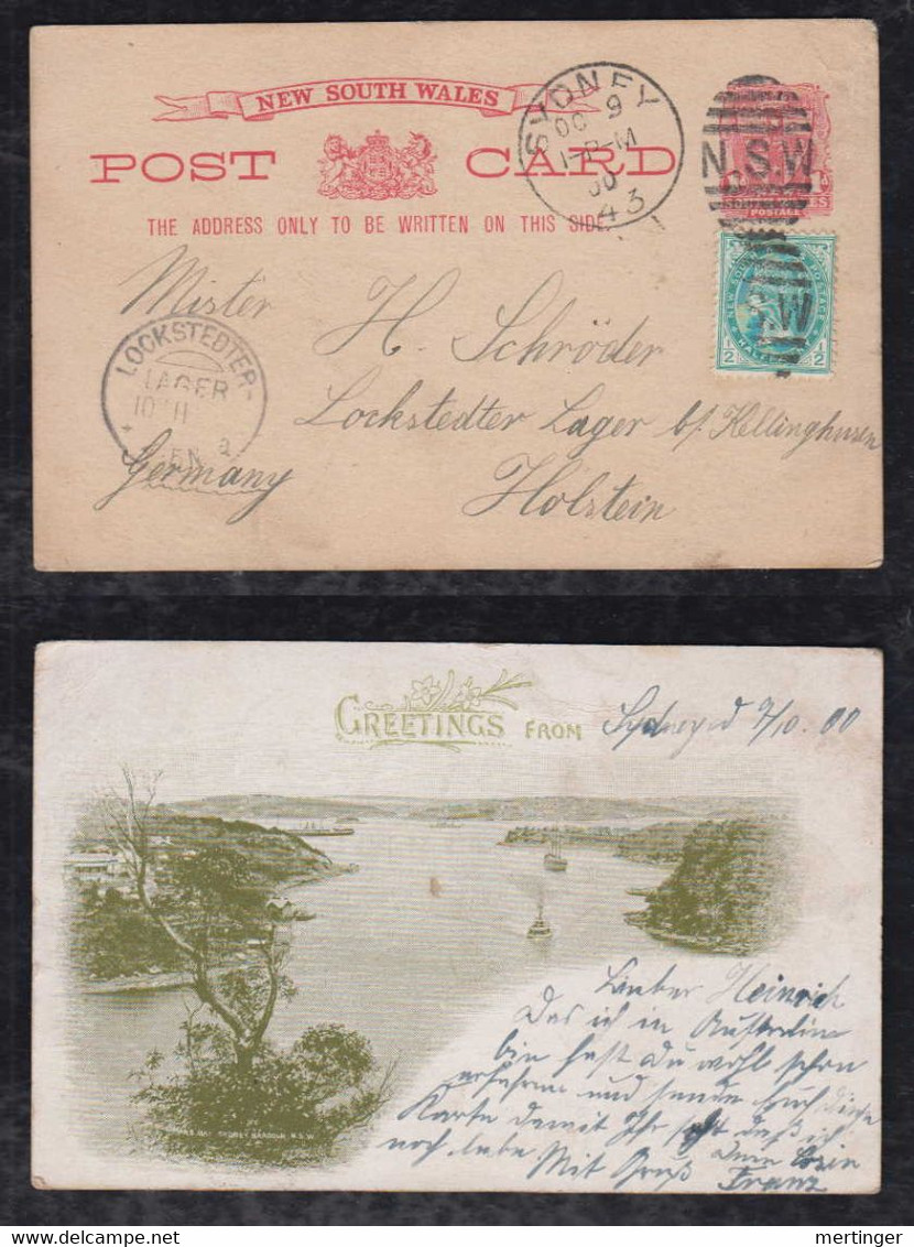 New South Wales Australia 1900 Stationery Picture Postcard Uprated SYDNEY X LOCKSTEDTER LAGER Germany Mossmans Bay - Covers & Documents