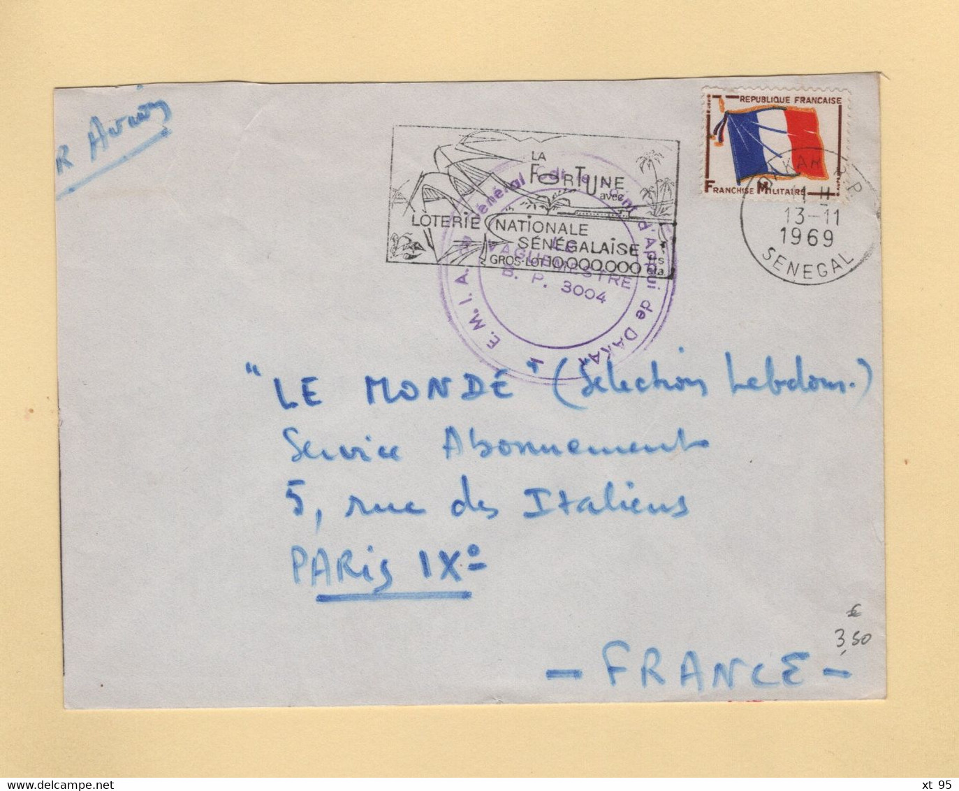 Timbre FM - Senegal - Dakar - 1969 - Point D Appui - Military Postage Stamps