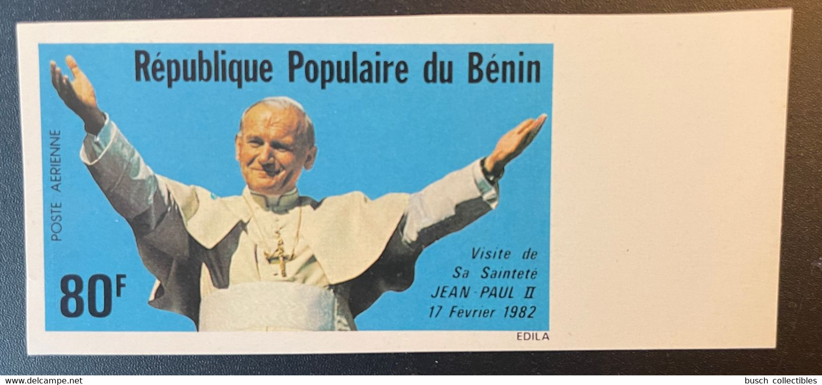 Benin 1982 Mi. 277 IMPERF ND Pope Pape Papst Jean Paul II John Johannes Visite Visit Sainteté Cotonou - Bénin – Dahomey (1960-...)