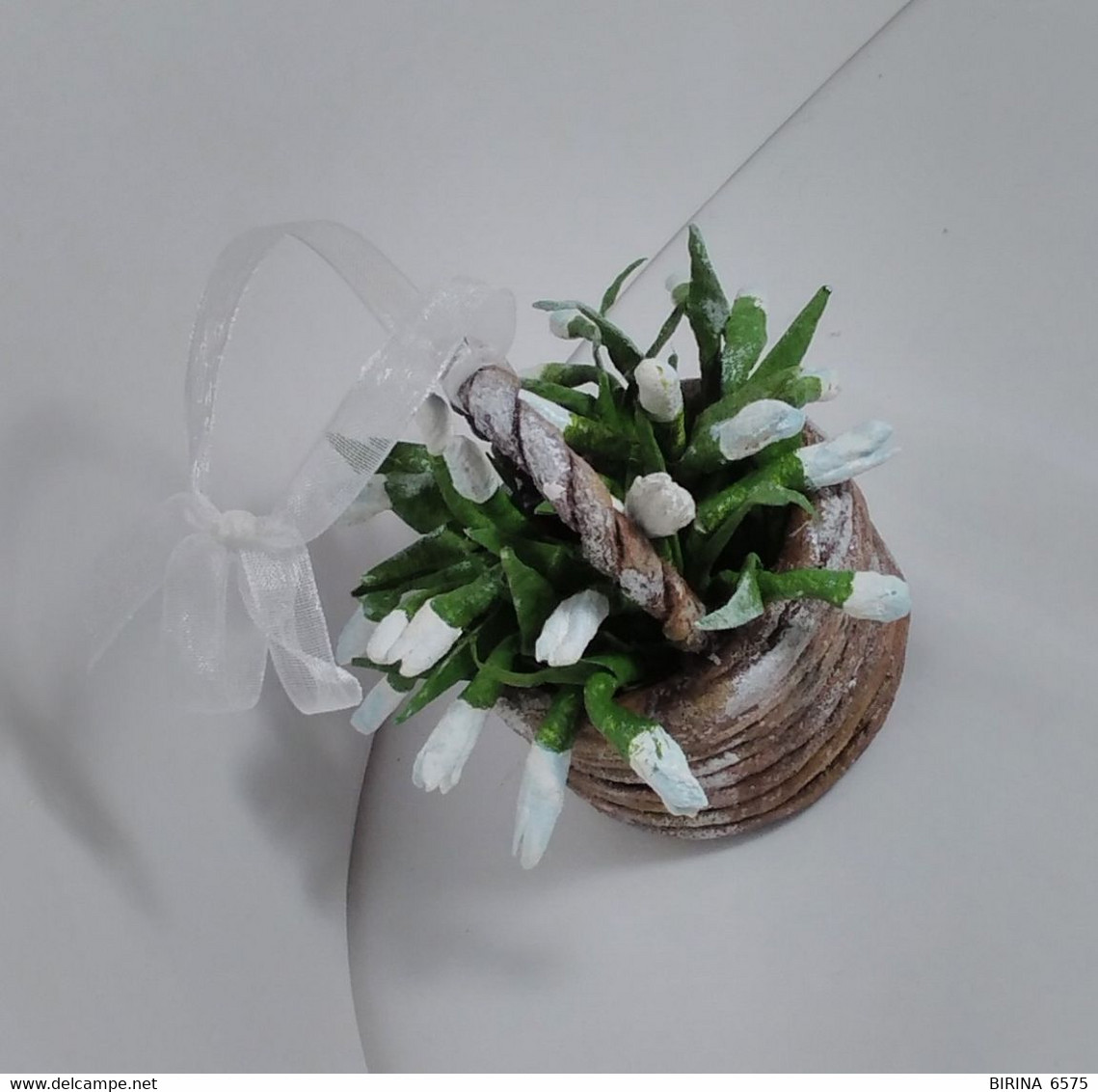 Christmas Tree Toy. Basket With Snowdrops. From Cotton. 8×5 Cm. New Year. Christmas. Handmade. - 3-88-i - Décoration De Noël