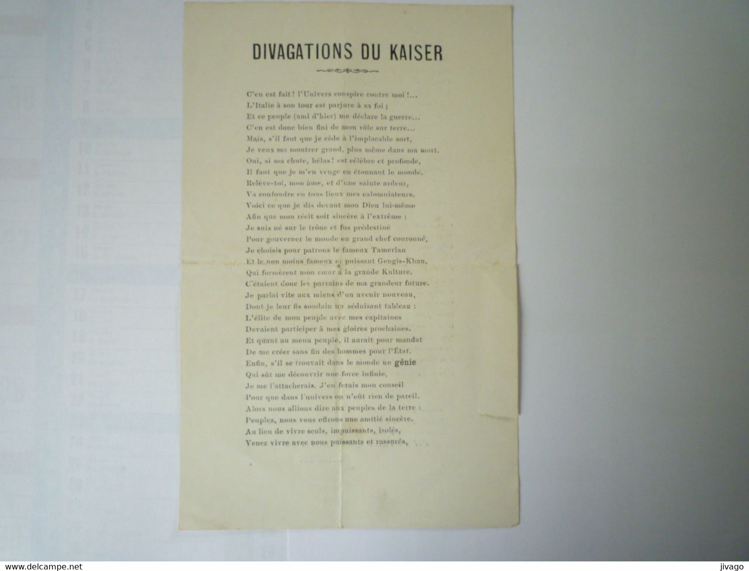 2022 - 2204  TRACT Antimilitariste  " Divagations De KAISER "   GUICHOU   XXX - Non Classés