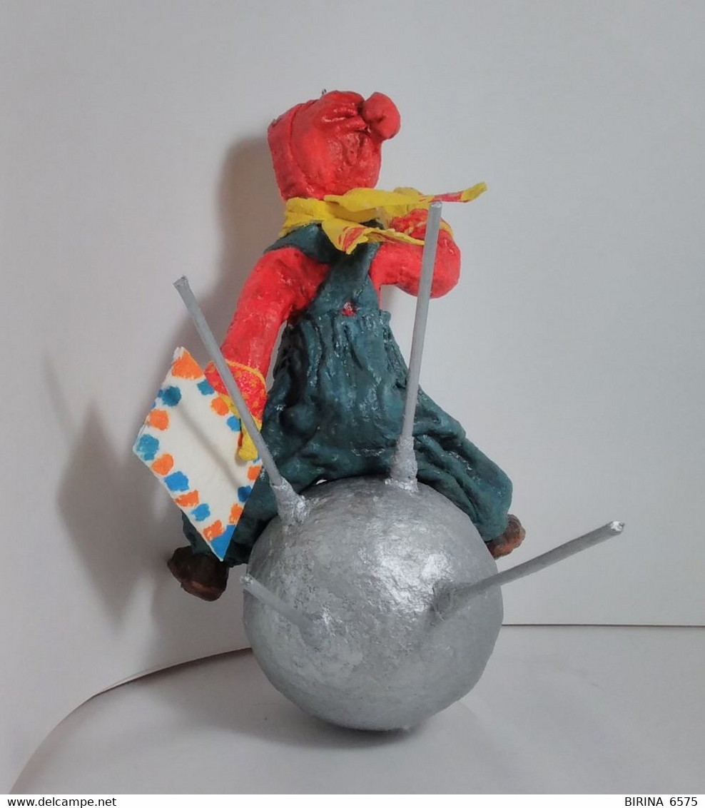 Christmas Tree Toy. Boy On Satellite. From Cotton. 16 Cm. New Year. Christmas. Handmade. - Decorative Items