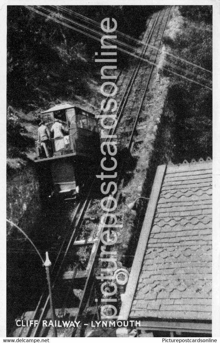 LYNMOUTH CLIFF RAILWAY OLD B/W POSTCARD DEVON - Lynmouth & Lynton