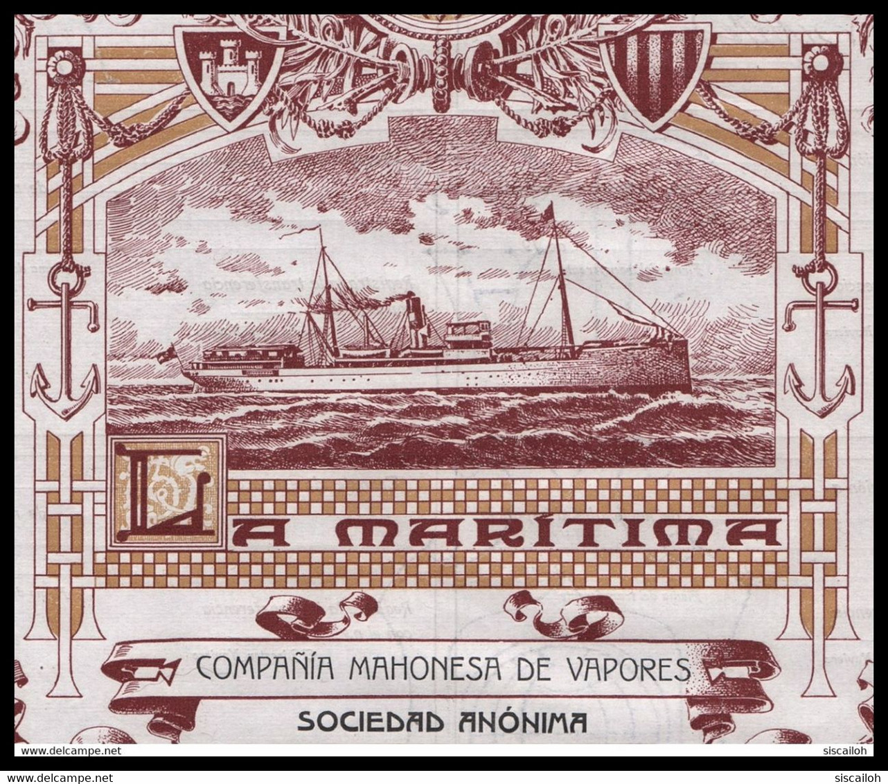 1912 Spain: La Maritima, Compania Mahonesa De Vapores - Shipping & Navigation Company - Navegación