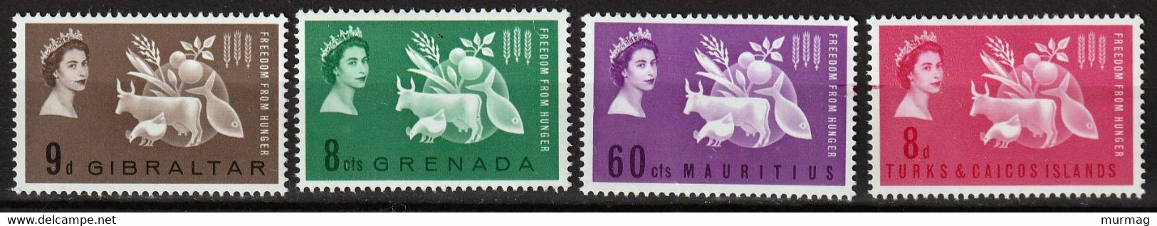 CAMPAGNE MONDIALE CONTRE LA FAIM - Gibraltar, Grenada, Mauritius, Turks & Caicos - 1963 - MNH - Against Starve