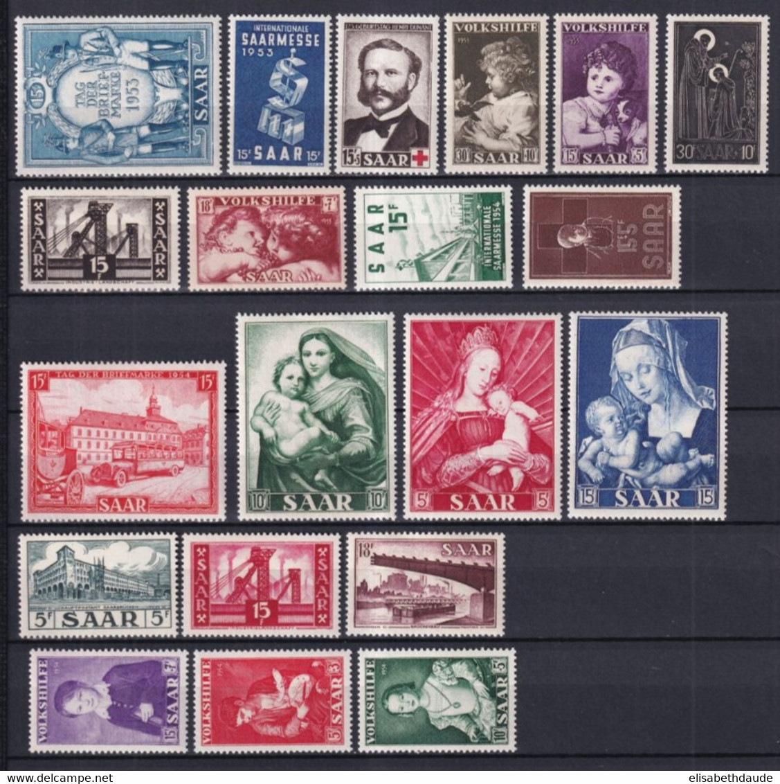 SAAR - ANNEES COMPLETES 1953 + 1954 - YVERT N°319/338 ** MNH - COTE = 60.75 EUR. - Neufs