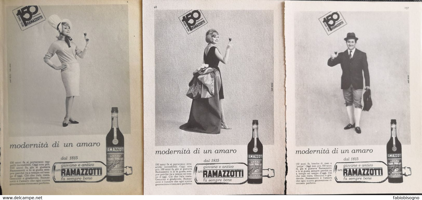 1965 - AMARO RAMAZZOTTI - 3 Pag. Pubblicità Cm. 13 X 18 - Spirits