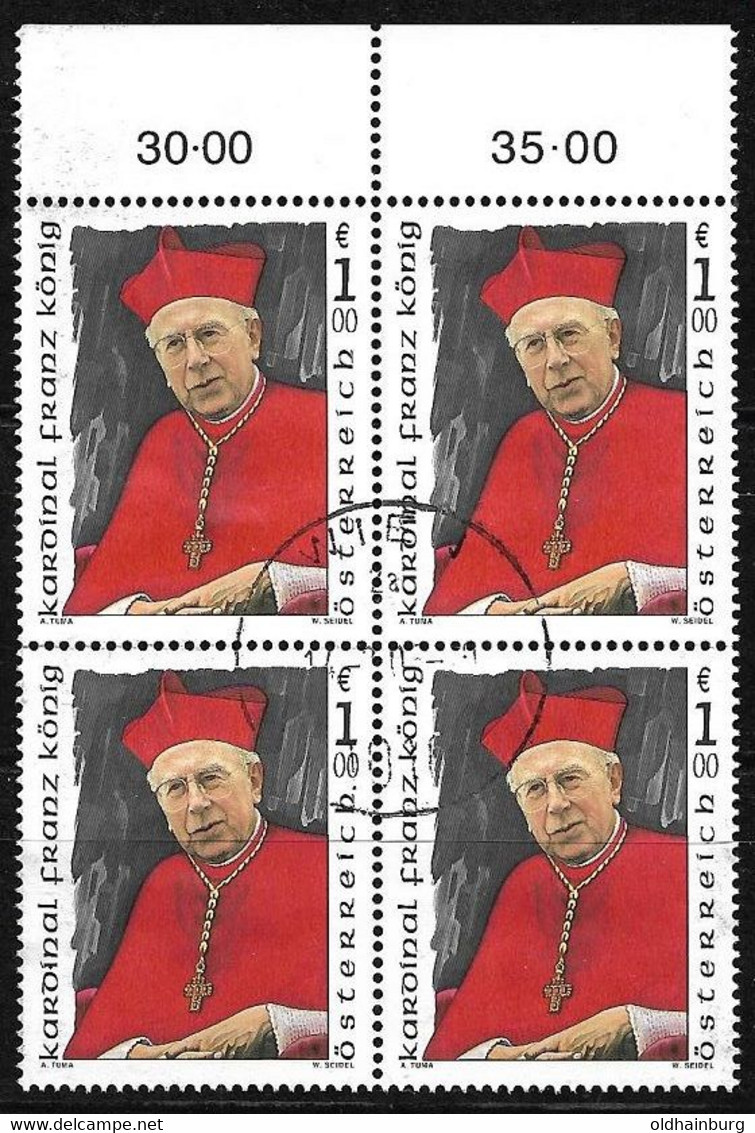 Österreich 2004, ANK 2506 O Viererblock Kardinal Franz König (1905- 2004) - Theologen