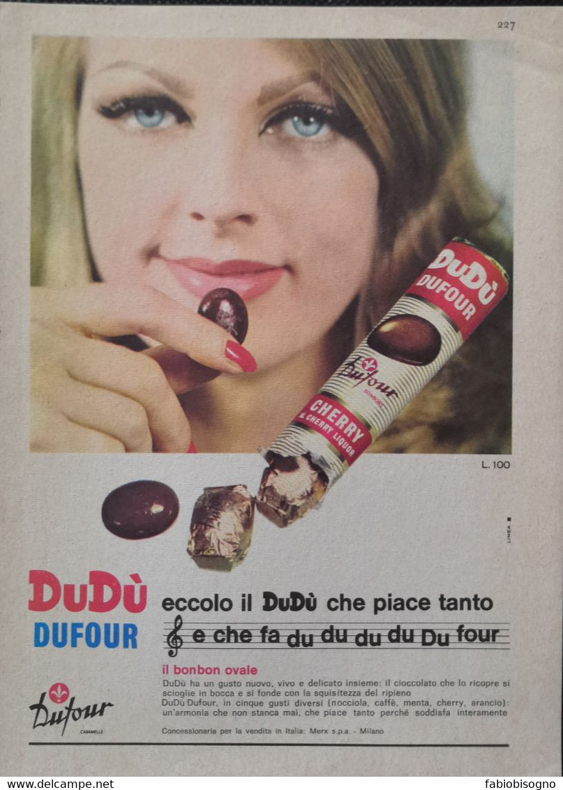 1966 - Cioccolato DU DU' DUFOUR - 1 Pag. Pubblicità Cm. 13 X 18 - Chocolat