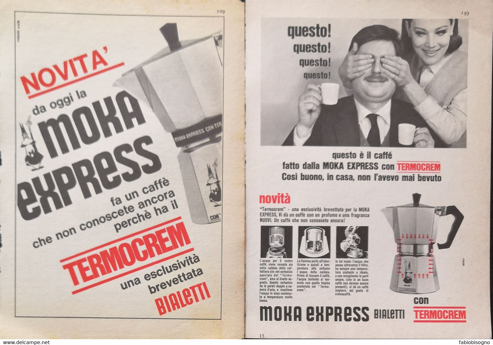 1966 - MOKA EXPRESS TERMOCREM Caffe - 2 Pag. Pubblicità Cm. 13 X 18 - Werbeservietten